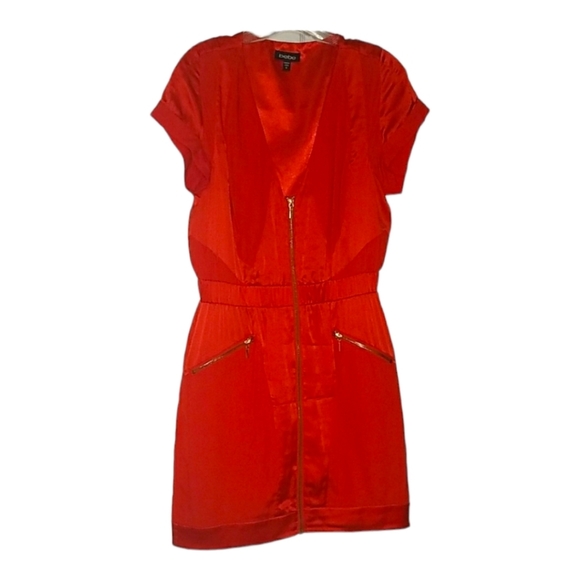 BEBE zip in front satin dress Large - Picture 2 of 8